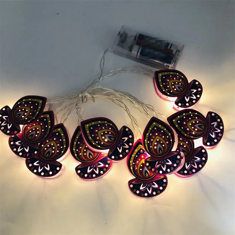 Mini LED String Light Gold AUM OM Lakshmi Ganesha String Light for Deepavali Diwali Party Decoration Festival Golden String Lamp