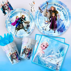 Frozen Theme Party Supplies,Frozen Birthday Party Tableware-161pcs Frozen Party Supplies-Frozen Plates Napkin Cup Tablecloth