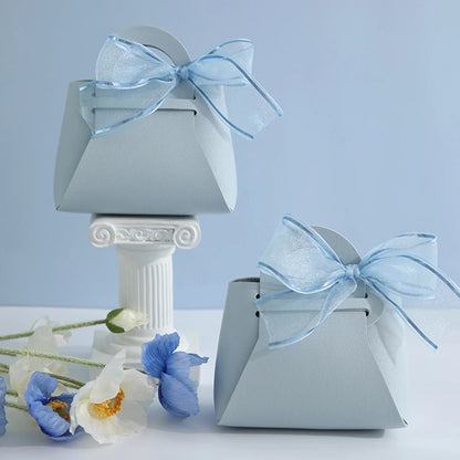 1PC Leather Gift Bags Bow Ribbon Packaging Bag Wedding Favour Distributions Bags Eid Mubarak Candy Packaging Box Mini Handbag
