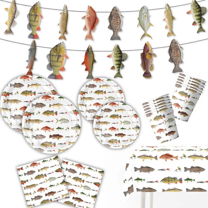 10Guests Gone Fishing Party Disposable Tableware Little Fisherman Goes Fishing for Birthday Party Supplie