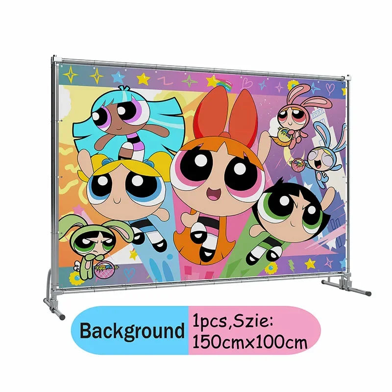 The Powerpuff Girls Gender Reveal Party Supplies Boy or Girl Disposable Napkins Cups Tablecloth Banner Latex Balloon Decorations