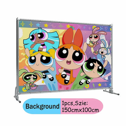 The Powerpuff Girls Gender Reveal Party Supplies Boy or Girl Disposable Napkins Cups Tablecloth Banner Latex Balloon Decorations
