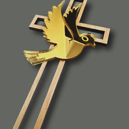 Gold Peace Dove Cross Cake Toppers Holy Communion Baptist Party Decorative Cake Insert for The First Communion Party Supplies