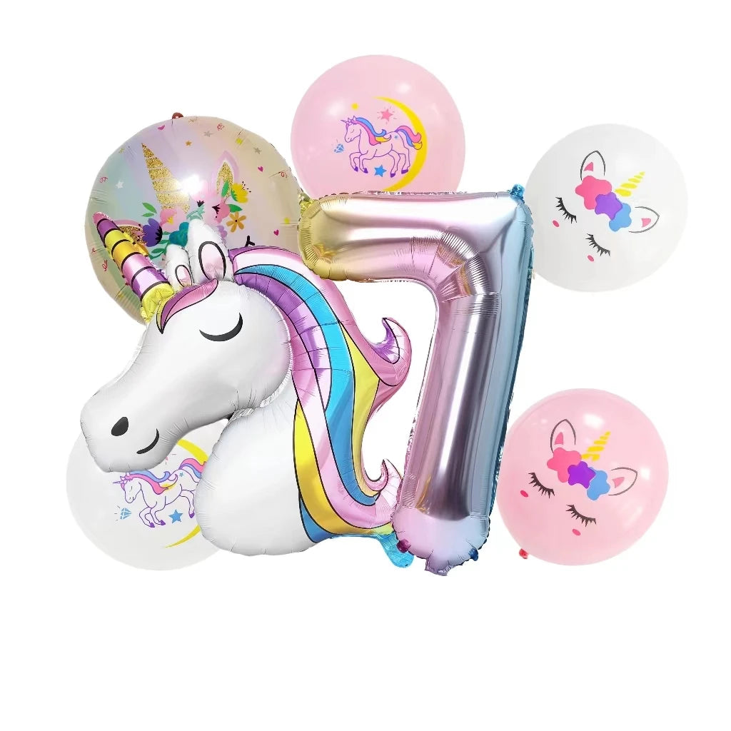 Unicorn Party Balloons Number Foil Balloons 1 2 3 4 Years Unicorn Birthday Party Decoration Rainbow Unicorn Balloons Baby Shower