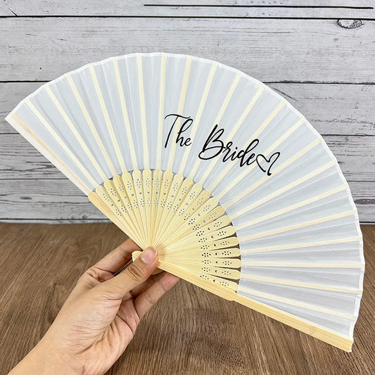 1-6pcs White Wedding Bride Hand Fans Bachelorette Hen Party Bridesmaids Gift Foldable Paper Fan Wedding Bride Shower Party Decor