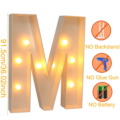 91.5CM Giant Letter Led Light Frame Box Baby Shower Christmas 1st Birthday Wedding Party Decor DIY Name Balloon Filling Box