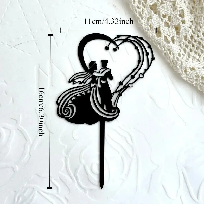 MR MRS Cake Topper Acrylic Black Wedding Cake Topper Decorations Mariage Baking Tools Party Supplies