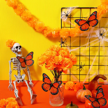 14~380pcs Day of the Dead Marigold Flower Garland Decorations Dia De Los Muertos ofrenda Altar with Monarch Butterfly Mexican