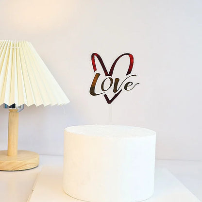 Big Red Love Wedding & Engagement Party Cake Toppers Acrylic Love Valentine's Day Cake Topper for Wedding Party Cake Decorations