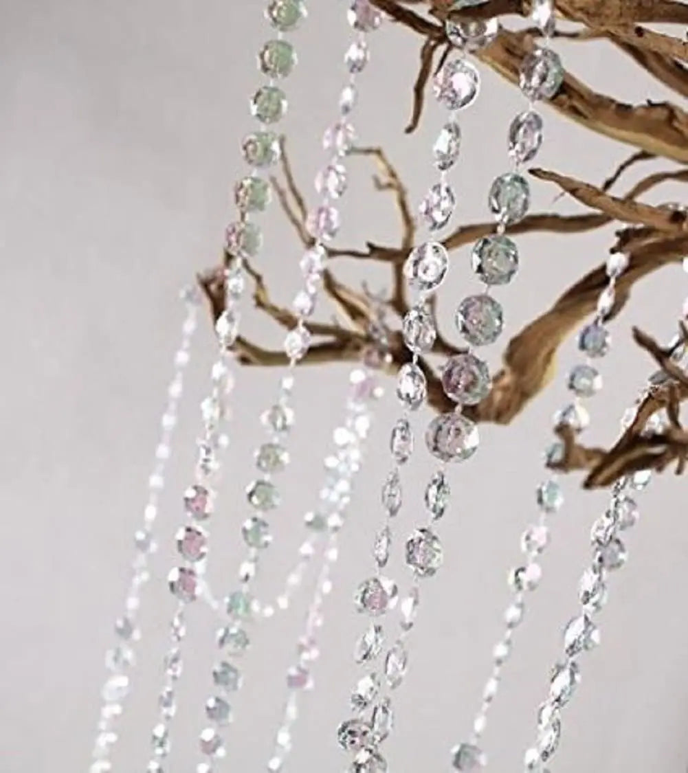 99FT Acrylic Clear Crystal Beads Diamond Garland for Doorway Beads String Curtain Wedding Birthday Party Decorations Arts Crafts