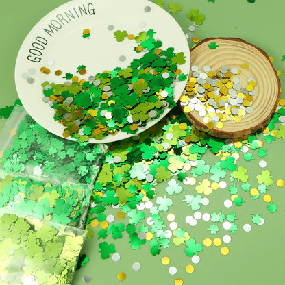 15g/30g St Patricks Day Table Decoration Sequins PVC Green Shamrock Confetti for Irish Festival Holiday Party Home Decoration
