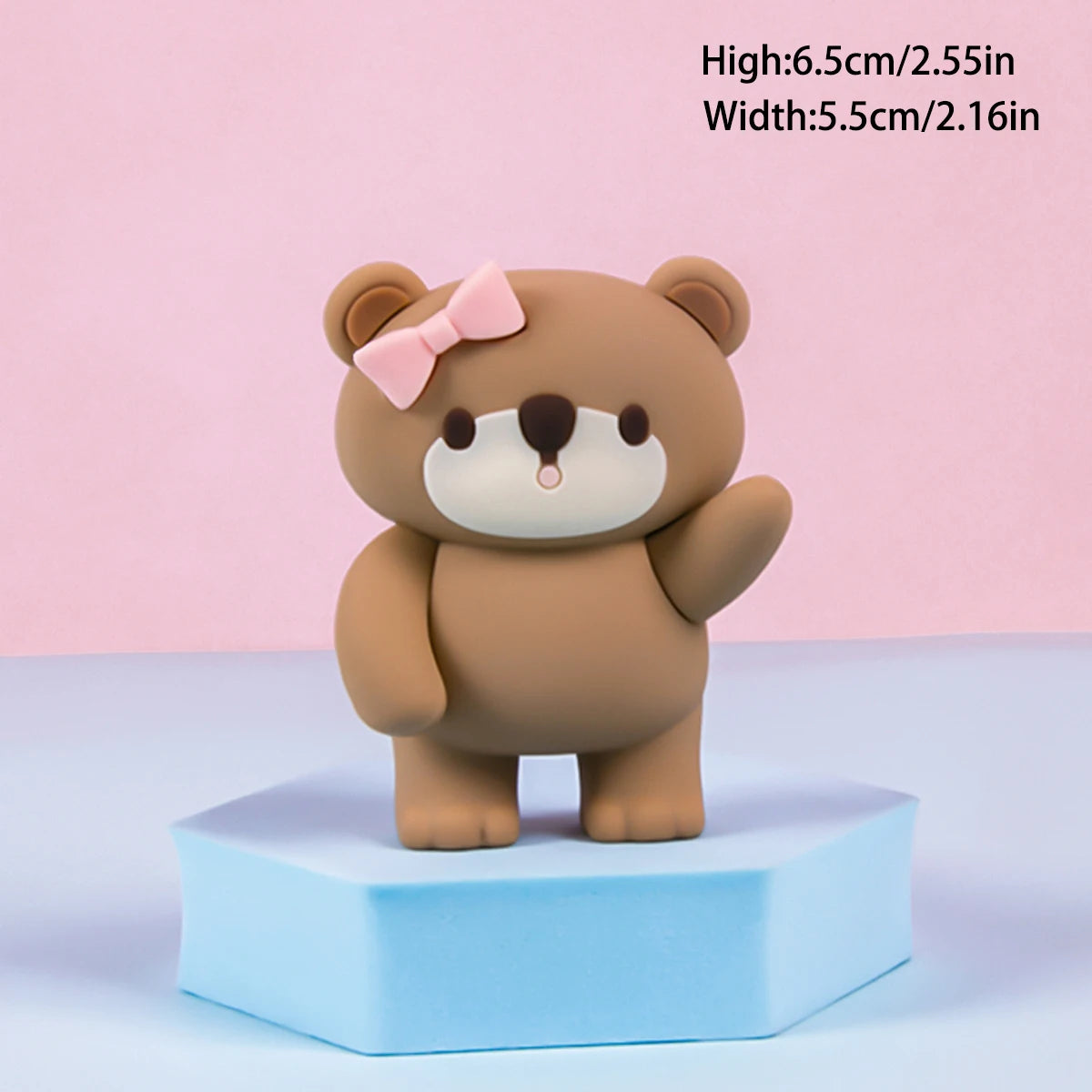 New 3D Pink Blue Bear Cake Topper Cute Mini Bear Doll Cake Decoration Boy Girl Birthday Party Gender Reveal Baby Shower Supplies