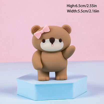 New 3D Pink Blue Bear Cake Topper Cute Mini Bear Doll Cake Decoration Boy Girl Birthday Party Gender Reveal Baby Shower Supplies