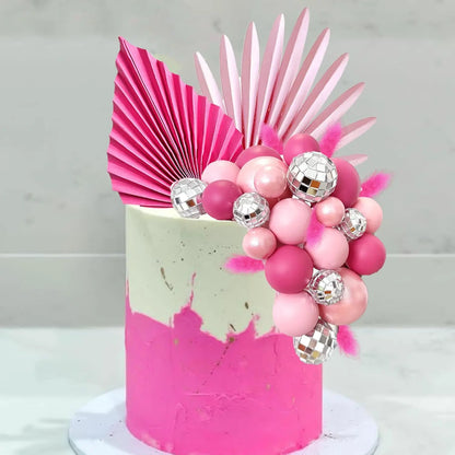 Palm Leaves Cake Decorations Balls Cake Toppers for Birthday Wedding Anniversary Baby Shower Party Supplies