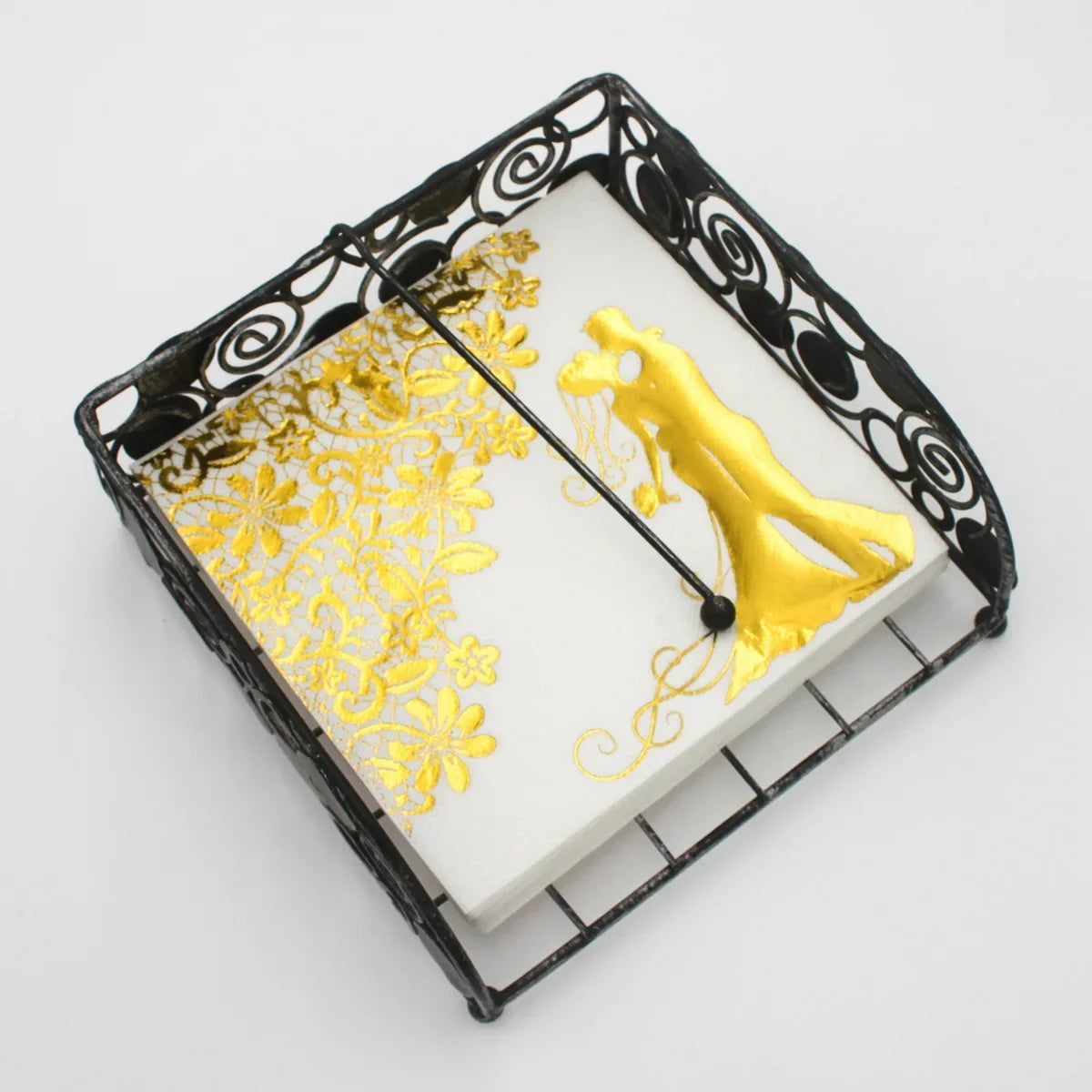 100pcs Wedding Paper Napkins Sparkle Golden Bride Groom Table Napkins 33x33cm Two-Layers Home Hotel Wedding Party Table Decor