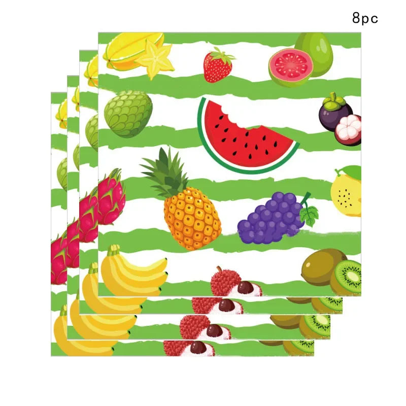 Hawaii Fruit Party Disposable Tableware Watermelon Pineapple Grape Plates Napkins Kids Happy Summer Fruit Birthday Party Decors