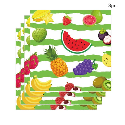 Hawaii Fruit Party Disposable Tableware Watermelon Pineapple Grape Plates Napkins Kids Happy Summer Fruit Birthday Party Decors