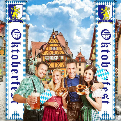 Beer Flag The Munich Oktoberfest Event Party Decorations Door Hanging Banner 1 Pair Tapestry Polyester Printed for Home Outdoor