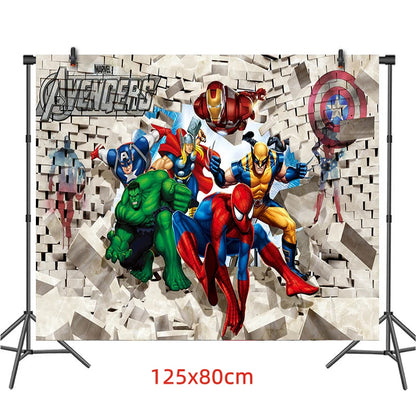 Avengers Superhero Birthday Party Decoration Balloon Cake Plate Paper Cup Box Gift Bag Background Banner 10 People Tableware Set