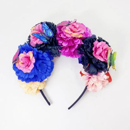 Mexican headband simulation butterfly Dia de los muertos headband for the Day of the Dead makeup dance party headband