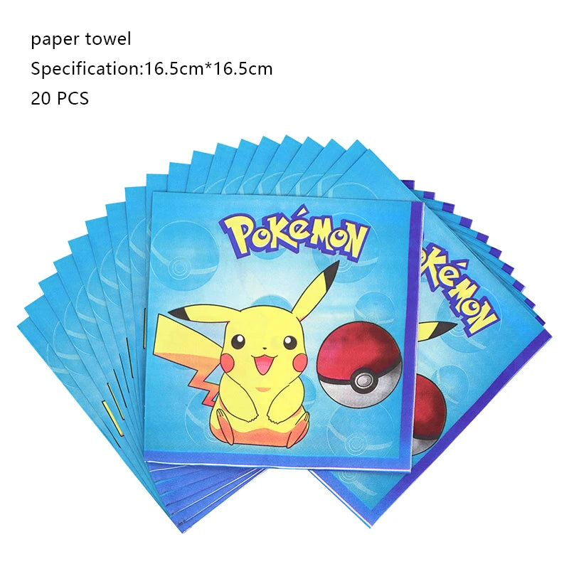 Pokemon Birthday Party Decoration New Lightning Pikachu Balloon For Kids Event Supplies Disposable Tableware Banner Backdrop