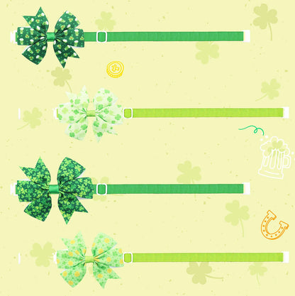 50/100Pcs Saint Patrick Dog Bows Pets St. Patrick's Day Grooming Bows Adjustable Dog Bowties Clover Dog Neckties Accessories
