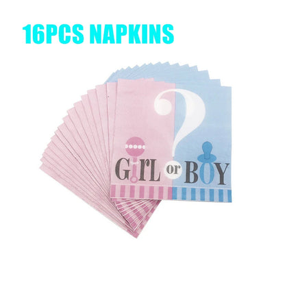 Boy Or Girl Gender Reveal Disposable Tableware Plate Cup Banner Balloons Baby Shower Gender Reveal Party Decorations