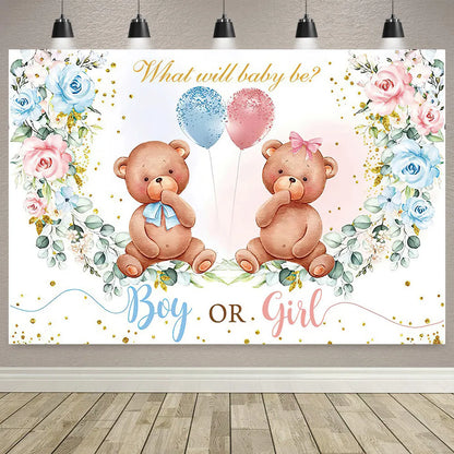 Boy Or Girl Gender Reveal Decorations Blue Or Pink Polka Dot Balloons Party Backdrop Gender Reveal Background Banner Supplies