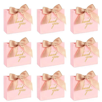 5/10pcs Thank You Candy Box With Ribbon Small Gift Packing Bag For Christmas Wedding Baby Shower Birthday Party gift for guests