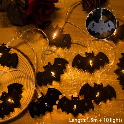 1.5m 10LED Halloween Crow Spider Bat LED String Lights Halloween Party Decorations Home Bar Light Supplies Haunted House Props