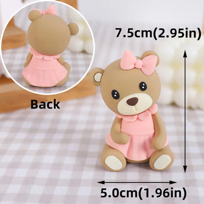Bear Cake Toppers for Boy or Girl Baby Shower Children's Birthday Party Decoration Hot Air Balloon Cake Topper Pink Blue Green