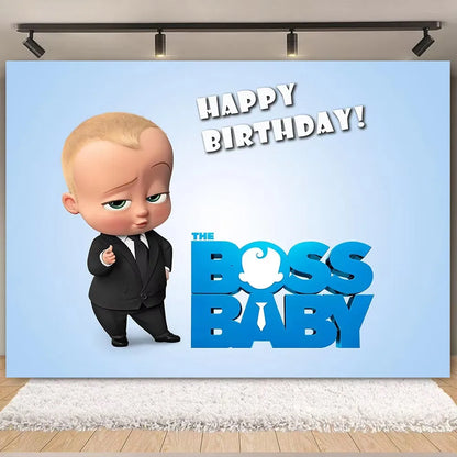 Cartoon Boss-Boys-Girls Theme Newborn 1st Birthday Party Decor Disposable Tableware Backdrop Balloons Baby Shower For Kids Gifts