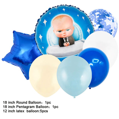 Cartoon Boss-Boys-Girls Theme Newborn 1st Birthday Party Decor Disposable Tableware Backdrop Balloons Baby Shower For Kids Gifts