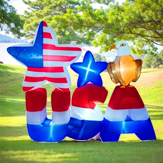 Happy 4th of July Inflatable Decoration 2.1M\7FT Independence Day Giant Inflated Model Ornament Home Festival Party DIY Decor