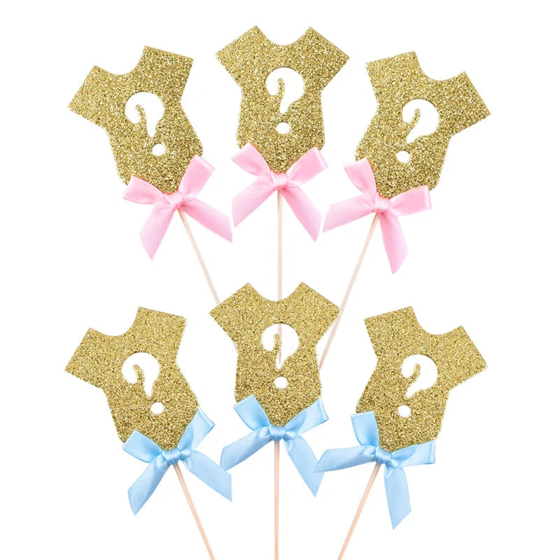 Gender Reveal Cake Topper He Or She Boy Or Girl Cake Flags Baby Birthday Party Cake Decor DIY Baby Shower Cupcake Toppers