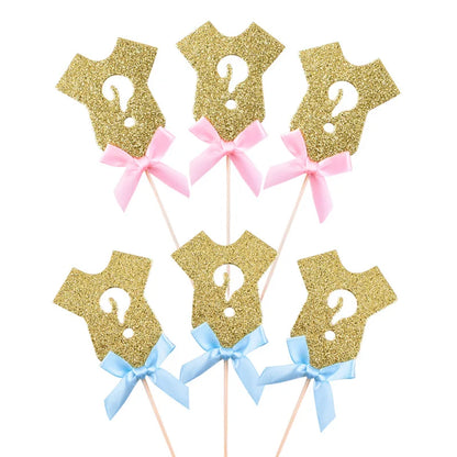 Gender Reveal Cake Topper He Or She Boy Or Girl Cake Flags Baby Birthday Party Cake Decor DIY Baby Shower Cupcake Toppers