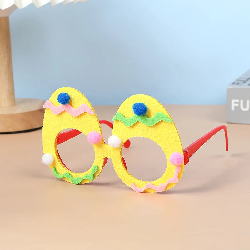 Kids Easter Party Bunny Egg Glasses Frame Photo Booth Props 2025 Happy Easter Party Decoration Kids Birthday Favors Supplies