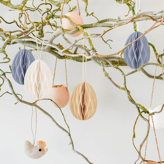 2024 Happy Easter Theme Party Egg Honeycomb Balls Decoration Thick Paper Honeycomb Ball Ornaments Hanging Pendants