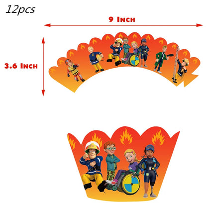 Firefighter Sam Party Supplies Plates Napkins Cups Tablecloth Banner Fire Truck Party Decorations Kids Boys Decor Supplies