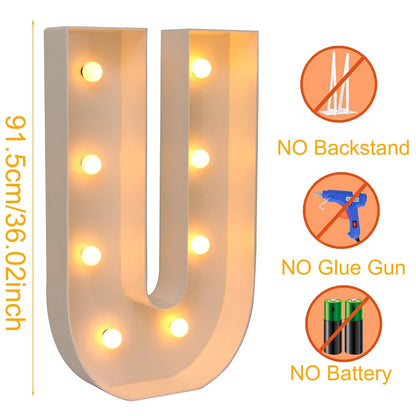 91.5CM Giant Letter Led Light Frame Box Baby Shower Christmas 1st Birthday Wedding Party Decor DIY Name Balloon Filling Box