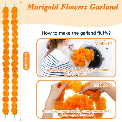 14~380pcs Day of the Dead Marigold Flower Garland Decorations Dia De Los Muertos ofrenda Altar with Monarch Butterfly Mexican