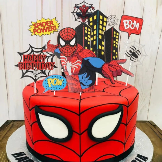 Spiderman Cake Toppers Superhero Birthday Cake Decorations CupCake Topppers Ornaments for Kids Boys Baby Shower Supplies Gifts