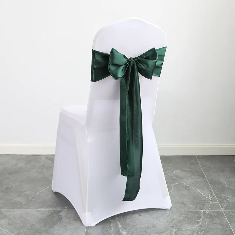 Wedding Decoration Chair Satin Sash Bow Tie Self TIe For BIrthday Party Festival Hotel Holiday Shiny Look Luxury Dining Room