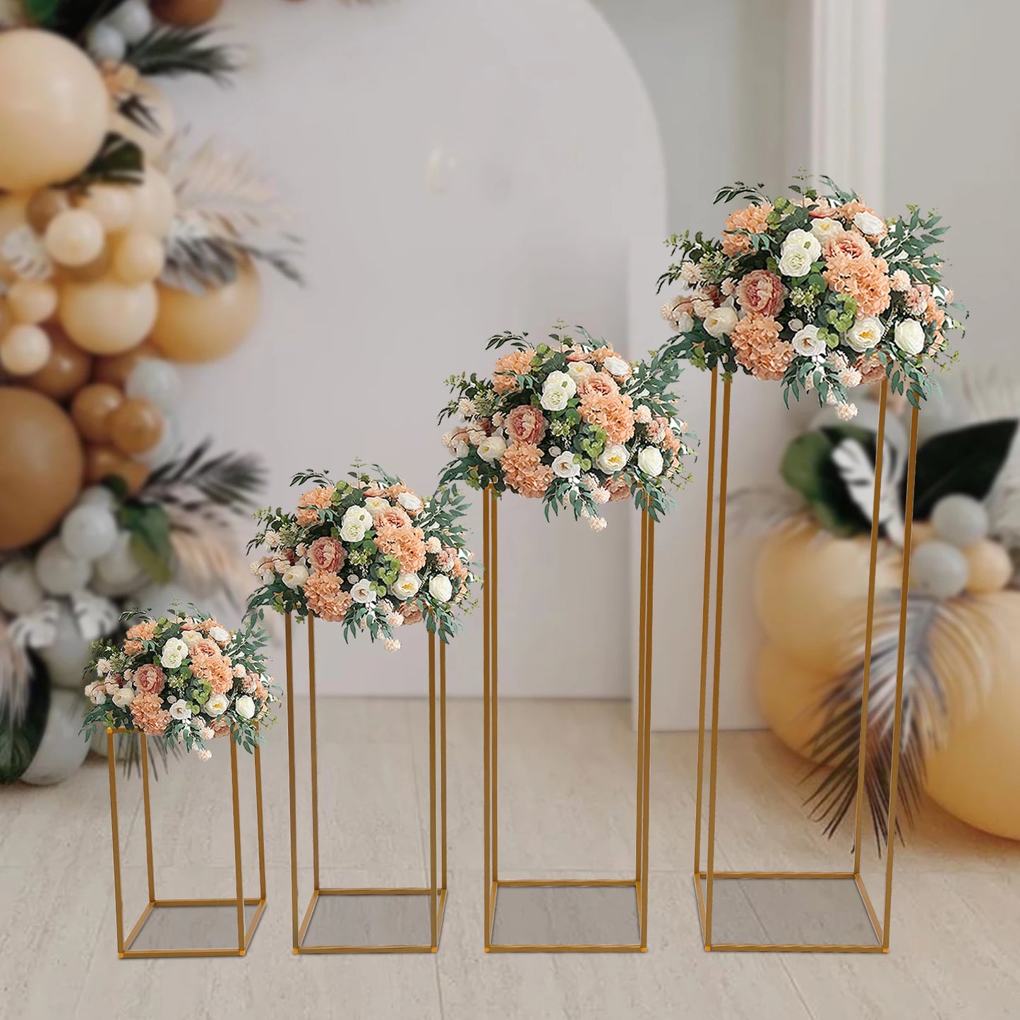 10Pcs/4Pcs Metal Golden Rectangular Frame Backdrop Wedding Rack Arch For Birthday Party Backdrop Wedding DLY Decor