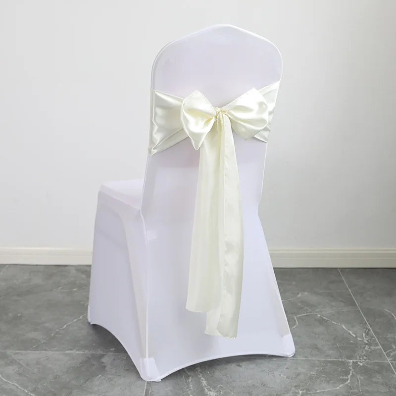 Wedding Decoration Chair Satin Sash Bow Tie Self TIe For BIrthday Party Festival Hotel Holiday Shiny Look Luxury Dining Room