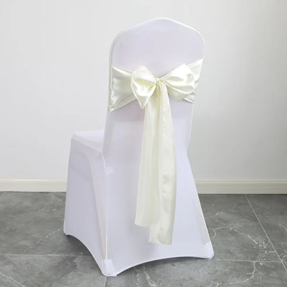 Wedding Decoration Chair Satin Sash Bow Tie Self TIe For BIrthday Party Festival Hotel Holiday Shiny Look Luxury Dining Room