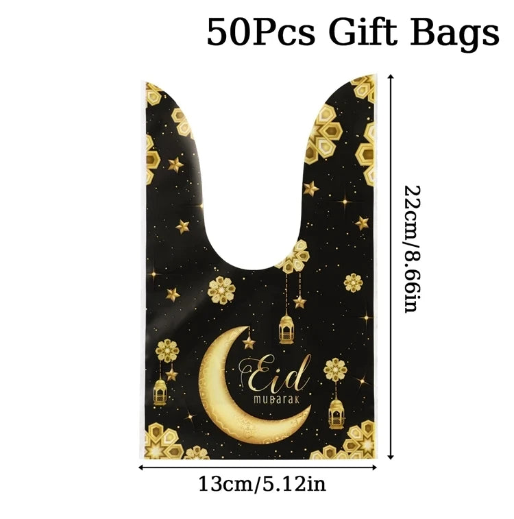 Eid Mubarak Gift Bags Plastic Candy Cookie Bag Ramadan Kareem Decoration 2025 Islamic Muslim Party Supplies Eid Gifts