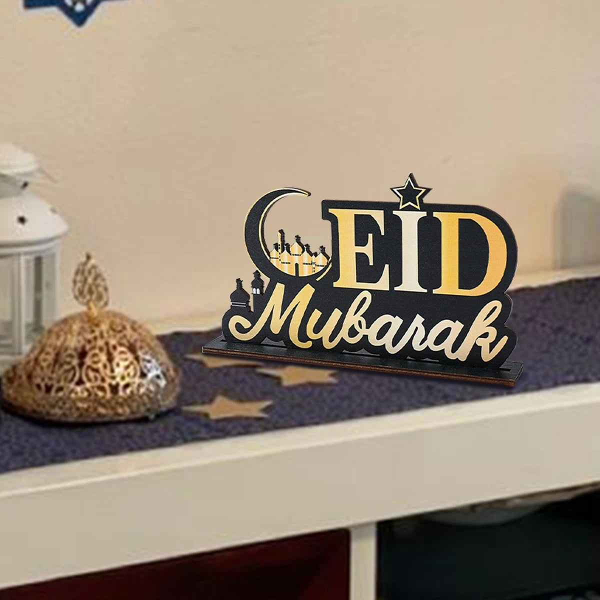 EID Mubarak Decoration Wooden Ornaments Ramadan Decoration 2025 For Home Ramadan Kareem Islamic Muslim Party Eid Al Adha Gifts
