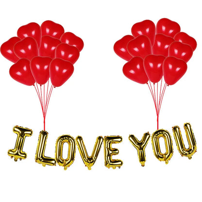 I Love You Letter Balloons Set Red Heart Balloon for Proposal Valentine's Day Decoration Marry Me Wedding Anniversary party gift