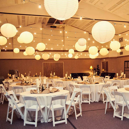 30Pcs/set White Paper Lanterns Chinese Hanging Round Lantern Lamp for Wedding Anniversary Birthday Party Decoration Christmas
